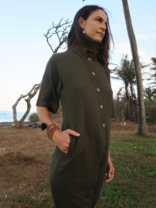 Amazonia Jumpsuit Long in Olive - l u • c i e e