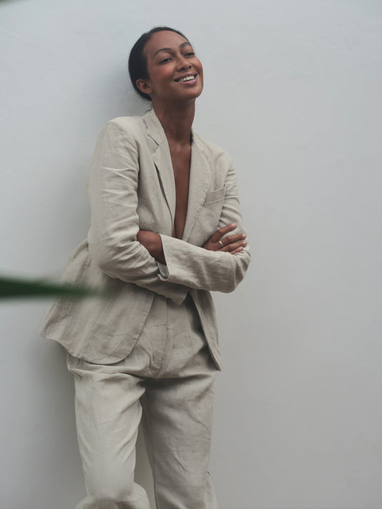 Linen Suit in Natural Brown - l u • c i e e