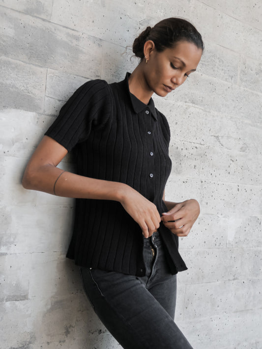 Gael Knit Shirt in Black - l u • c i e e