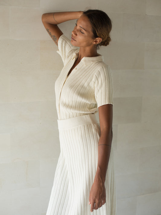 Gael Knit Skirt in Ivory - l u • c i e e