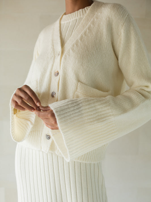 Iman Mohair Cardigan in Ivory - l u • c i e e