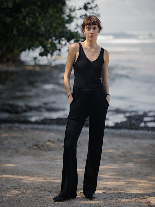 Relaxed Knit Pants in Black - l u • c i e e